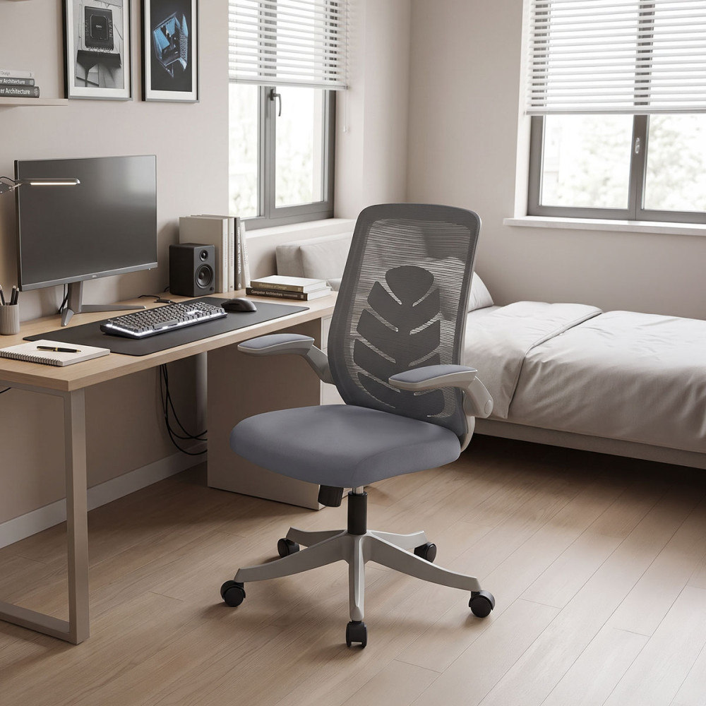 Office chair Enrich pakoworld with fabric mesh in grey colour