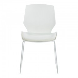 Visitor office chair Genuine pakoworld white pp with beige color cushion 47x52x85cm Visitor office chair Genuine pakoworld white pp with beige color cushion 47x52x85cm
