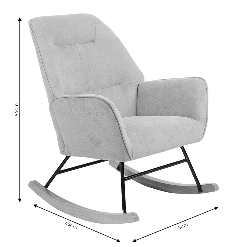 Rocking Armchair Exultant pakoworld fabric beige-natural 75x68x95cm Rocking Armchair Exultant pakoworld fabric beige-natural 75x68x95cm