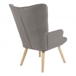 Armchair Fluffy pakoworld fabric grey-natural rubberwood leg 75x69x96cm Armchair Fluffy pakoworld fabric grey-natural rubberwood leg 75x69x96cm
