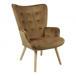 Armchair Fluffy pakoworld velvet fabric taupe-natural leg 75x69x96cm Armchair Fluffy pakoworld velvet fabric taupe-natural leg 75x69x96cm