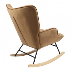 Rocking armchair Georgia pakoworld taupe velvet fabric-natural 75x71x95cm Rocking armchair Georgia pakoworld taupe velvet fabric-natural 75x71x95cm