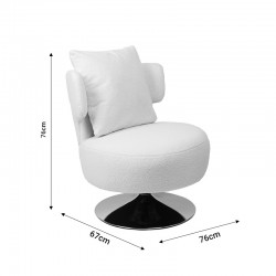 Armchair with cushion Percival pakoworld teddy fabric beige-chrome base 76x67x76cm Armchair with cushion Percival pakoworld teddy fabric beige-chrome base 76x67x76cm