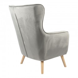 Insicive armchair pakoworld velvet gray-natural leg 72x89x105cm Insicive armchair pakoworld velvet gray-natural leg 72x89x105cm