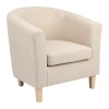 Armchair Tronmo pakoworld cream fabric and natural rubberwood leg 75x69x75cm