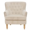 Armchair Keisi pakoworld cream velvet-natural wooden leg 81.5x84x92.5cm