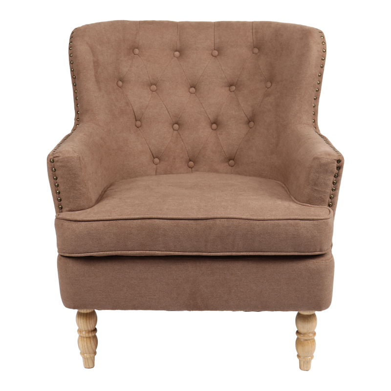 Armchair Keisi pakoworld brown fabric-natural wooden leg 81.5x84x92.5cm Armchair Keisi pakoworld brown fabric-natural wooden leg 81.5x84x92.5cm