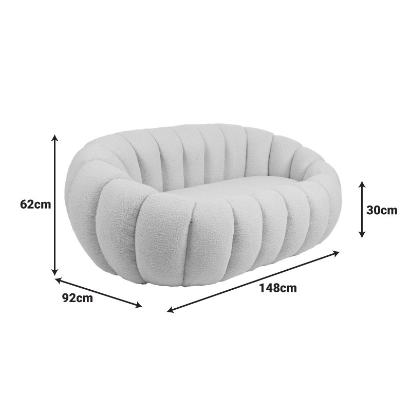 2-seater sofa Yannick pakoworld boucle beige fabric 148x92x62cm