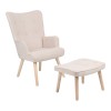 Armchair with footstool Melisia pakoworld fabric beige-natural color wooden leg 59x67x94cm