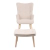 Armchair with footstool Melisia pakoworld fabric beige-natural color wooden leg 59x67x94cm