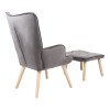 Armchair with footstool Melisia pakoworld velvet grey-natural color wooden leg 59x67x94cm