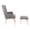 Armchair with footstool Melisia pakoworld velvet grey-natural color wooden leg 59x67x94cm