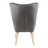 Armchair with footstool Melisia pakoworld velvet grey-natural color wooden leg 59x67x94cm