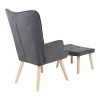 Armchair with footstool Melisia pakoworld fabric dark grey-natural color wooden leg 59x67x94cm