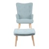 Armchair with footstool Melisia pakoworld mint green fabric -natural color wooden leg 59x67x94cm