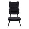 Armchair with footstool Siella pakoworld black velvet-black metal leg 59x67x94cm
