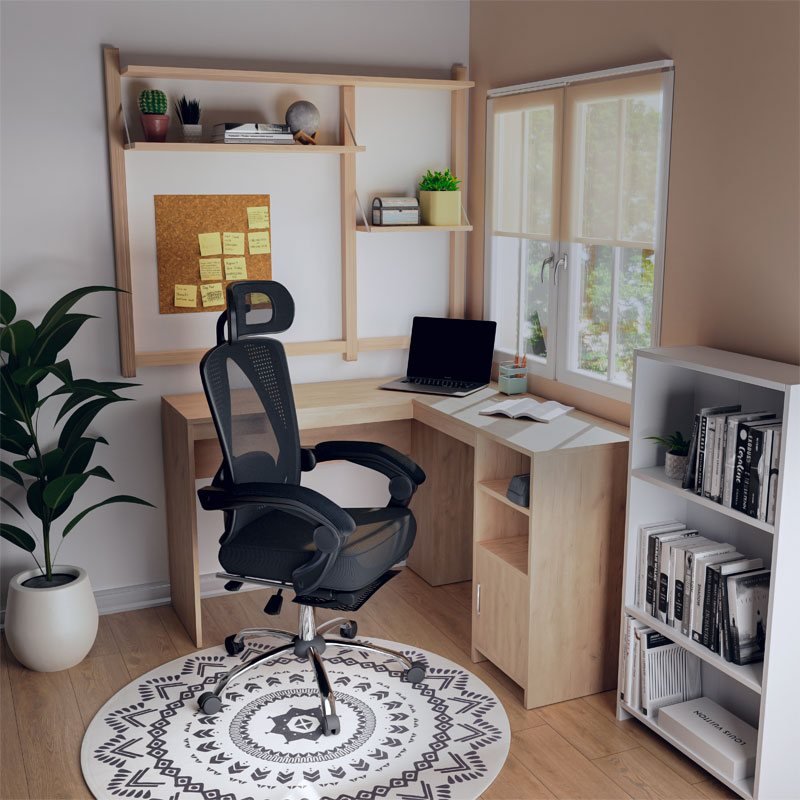 Καρέκλα γραφείου διευθυντή με υποπόδιο Titan pakoworld Premium Quality ύφασμα-mesh χρώμα μαύρο