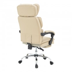 Director\'s office chair with footrest Zance pakoworld beige pu-chrome metal leg 70x66x112-120cm Director\'s office chair with footrest Zance pakoworld beige pu-chrome metal leg 70x66x112-120cm