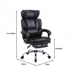 Manager\'s office chair with footrest Zance pakoworld black pu-chrome metal leg 70x66x112-120cm Manager\'s office chair with footrest Zance pakoworld black pu-chrome metal leg 70x66x112-120cm