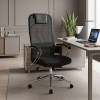 Office chair Lord I pakoworld fabric in black shade-leg chrome metal 64x61x116-126cm