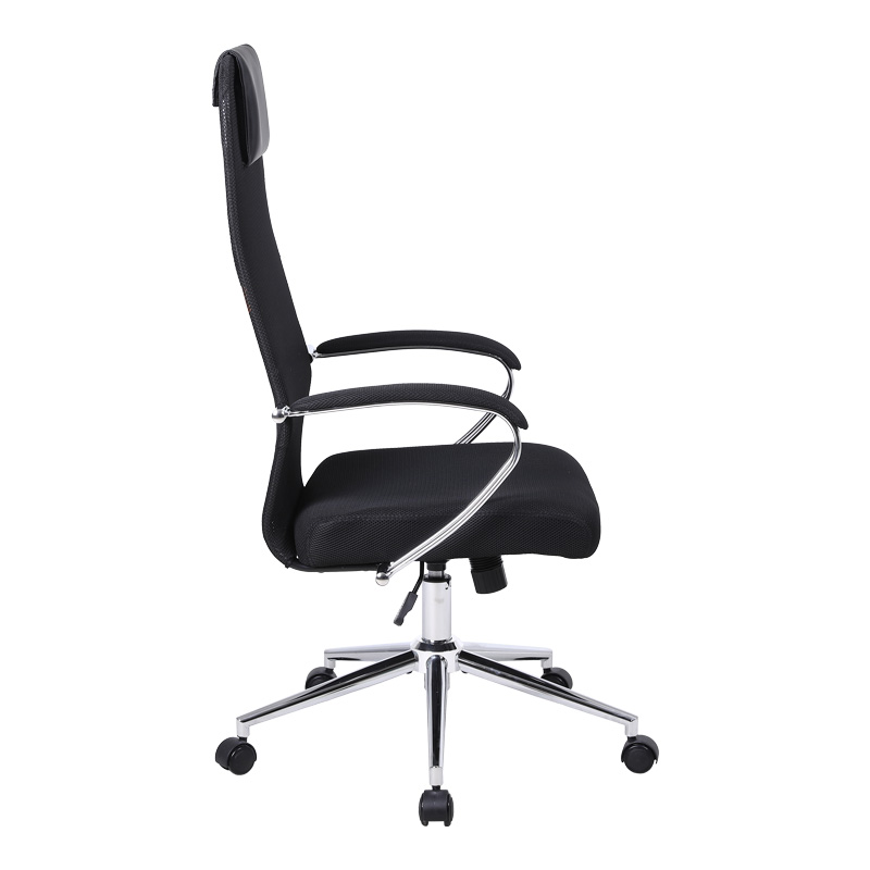 Office chair Lord I pakoworld fabric in black shade-leg chrome metal 64x61x116-126cm