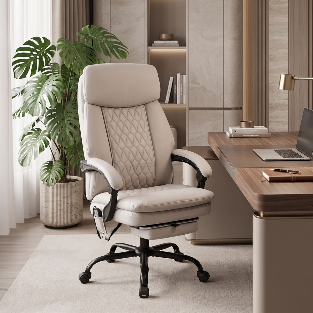 Sedici pakoworld director's office chair with massage mechanism - pu beige 72x63x115-123cm