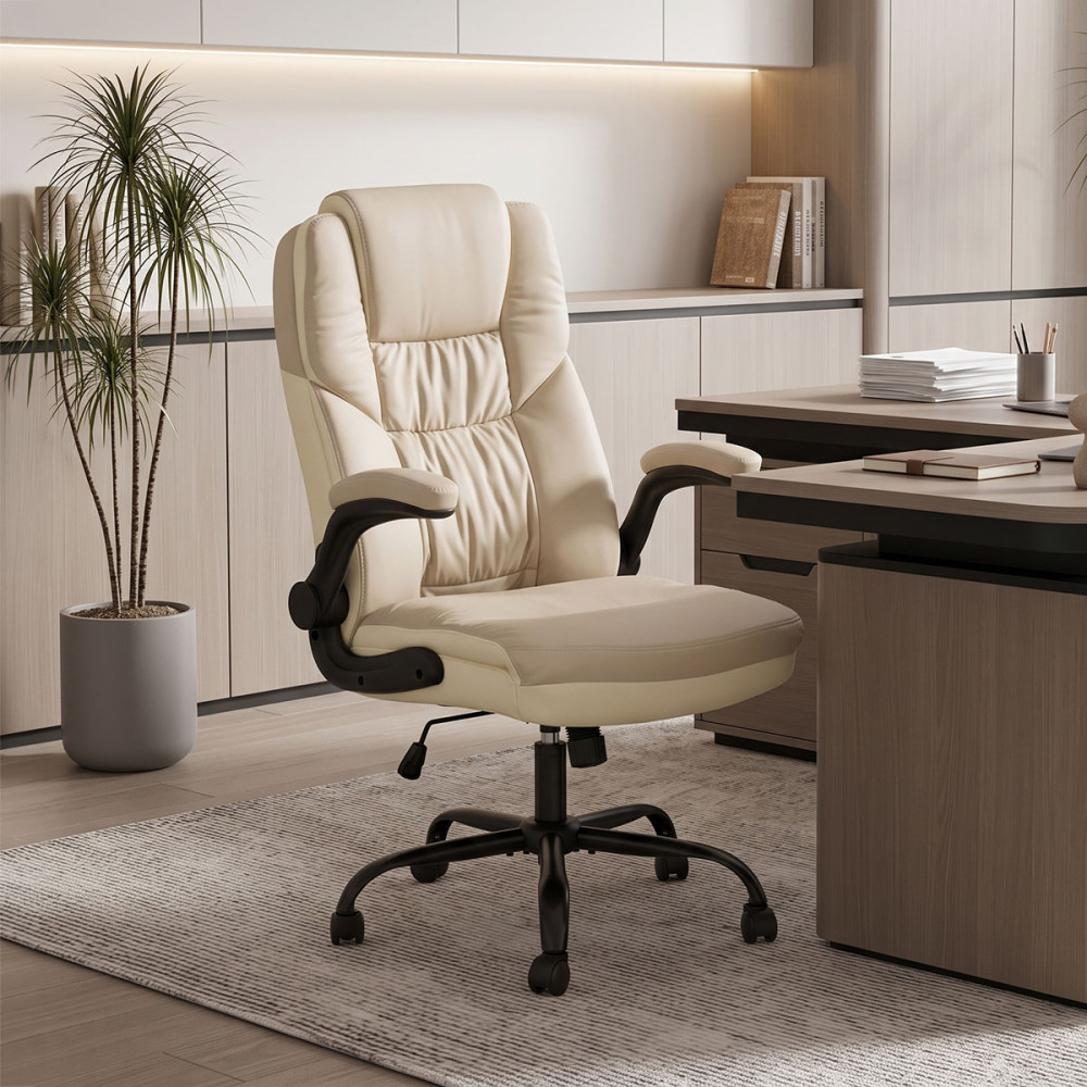 Stellar pakoworld pu manager's office chair in beige-ecru shade 70x77x110-119cm