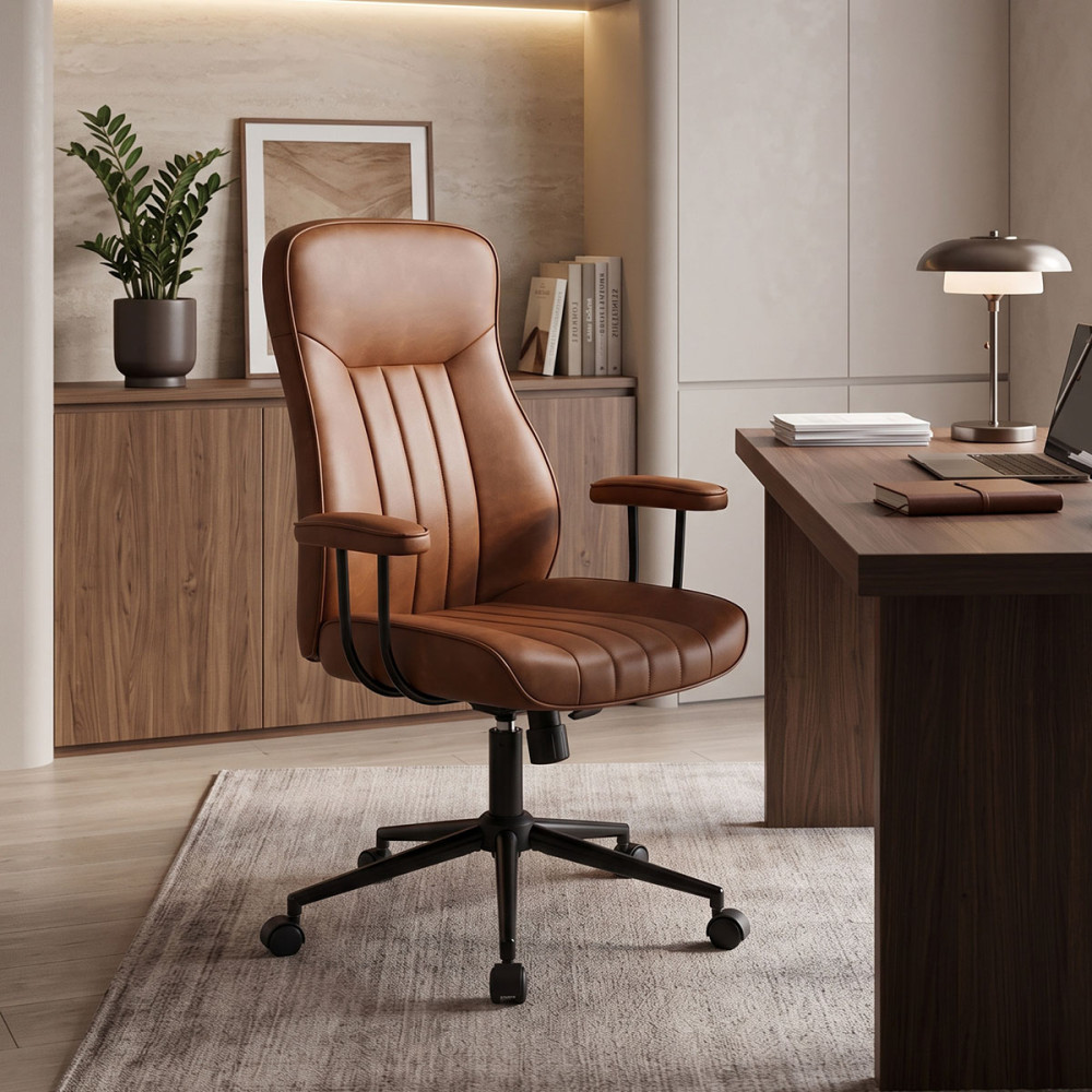 Manager's office chair Philareti pakoworld brown PU 74x71.5x108-118cm