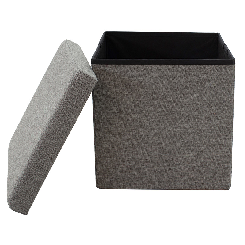 Stool-trunk Crystal pakoworld fabric grey 38x38x38cm Stool-trunk Crystal pakoworld fabric grey 38x38x38cm