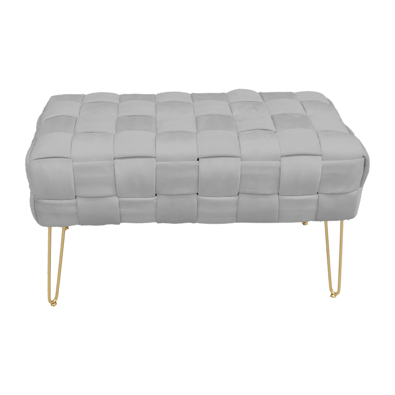 Ottoman Wenzo pakoworld grey velvet 82x43x46cm Ottoman Wenzo pakoworld grey velvet 82x43x46cm