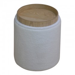 Batur stool-trunk pakoworld boucle fabric in white shade D34x38cm Batur stool-trunk pakoworld boucle fabric in white shade D34x38cm