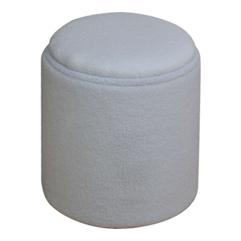 Batur stool-trunk pakoworld boucle fabric in white shade D34x38cm