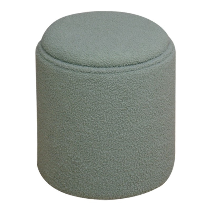 Batur stool-trunk pakoworld boucle fabric in green shade D34x38cm