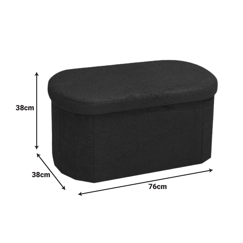 Otto pakoworld stool-trunk, boucle fabric in dark grey color 76x38x38cm