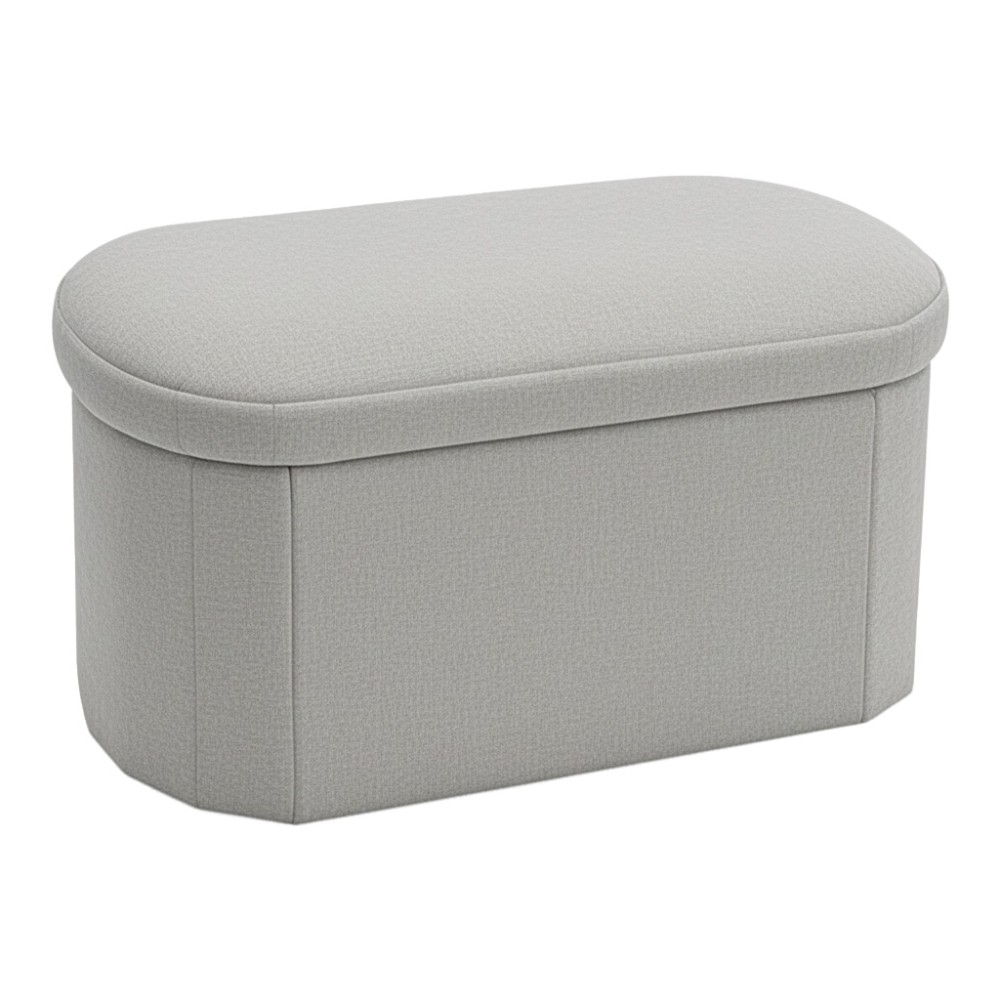 Σκαμπό-μπαούλο Otto pakoworld ύφασμα μπουκλέ σε κρεμ-ivory απόχρωση 76x38x38εκ