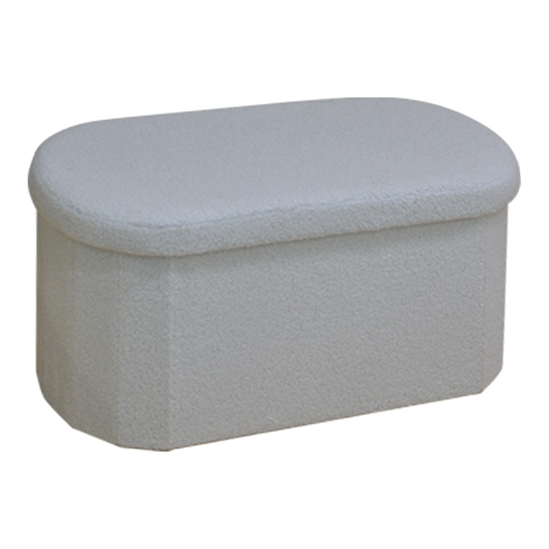 Otto pakoworld stool-trunk, boucle fabric in ivory shade 76x38x38cm