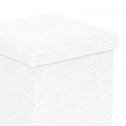 Crystal stool-trunk pakoworld bouclé fabric in ivory shade 38x38x38cm Crystal stool-trunk pakoworld bouclé fabric in ivory shade 38x38x38cm