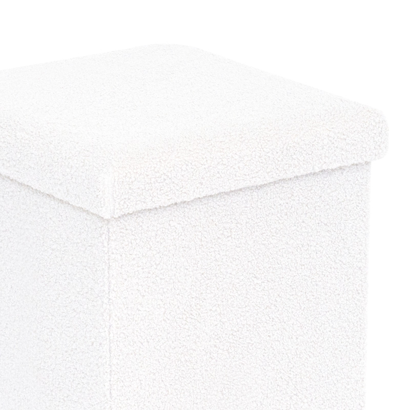 Crystal stool-trunk pakoworld bouclé fabric in ivory shade 38x38x38cm