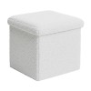 Σκαμπό-μπαούλο Crystal pakoworld μπουκλέ ύφασμα σε ivory απόχρωση 38x38x38εκ