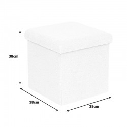 Crystal stool-trunk pakoworld bouclé fabric in ivory shade 38x38x38cm Crystal stool-trunk pakoworld bouclé fabric in ivory shade 38x38x38cm
