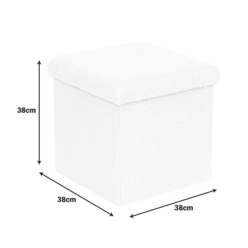 Crystal stool-trunk pakoworld bouclé fabric in ivory shade 38x38x38cm Crystal stool-trunk pakoworld bouclé fabric in ivory shade 38x38x38cm