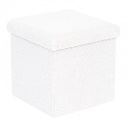 Crystal stool-trunk pakoworld bouclé fabric in ivory shade 38x38x38cm Crystal stool-trunk pakoworld bouclé fabric in ivory shade 38x38x38cm