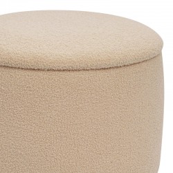 Roundy stool-trunk pakoworld boucle fabric in beige shade Φ55x41.5cm Roundy stool-trunk pakoworld boucle fabric in beige shade Φ55x41.5cm