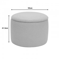 Roundy stool-trunk pakoworld boucle fabric in beige shade Φ55x41.5cm Roundy stool-trunk pakoworld boucle fabric in beige shade Φ55x41.5cm