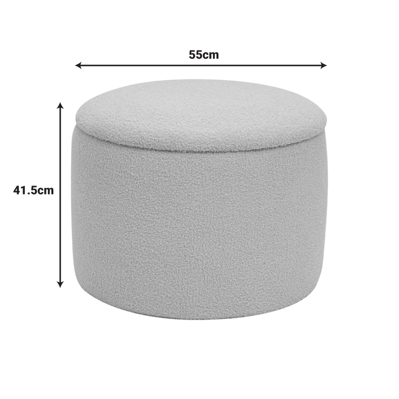 Roundy stool-trunk pakoworld boucle fabric in beige shade Φ55x41.5cm Roundy stool-trunk pakoworld boucle fabric in beige shade Φ55x41.5cm