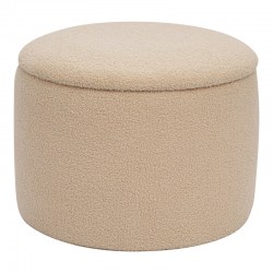 Roundy stool-trunk pakoworld boucle fabric in beige shade Φ55x41.5cm Roundy stool-trunk pakoworld boucle fabric in beige shade Φ55x41.5cm