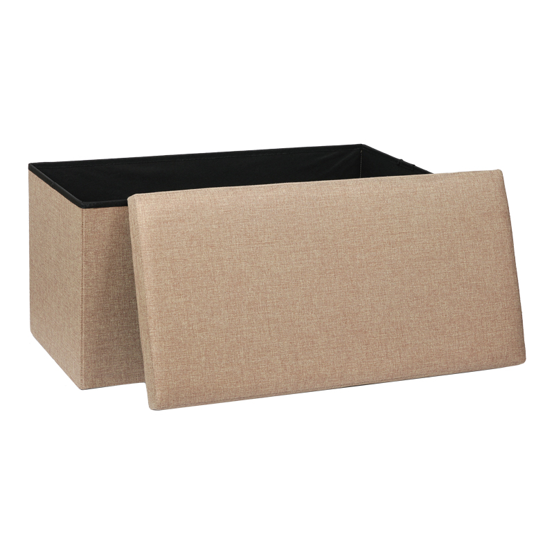 Σκαμπό-μπαούλο Greatness pakoworld ύφασμα μπεζ-καφέ 76x38x38εκ