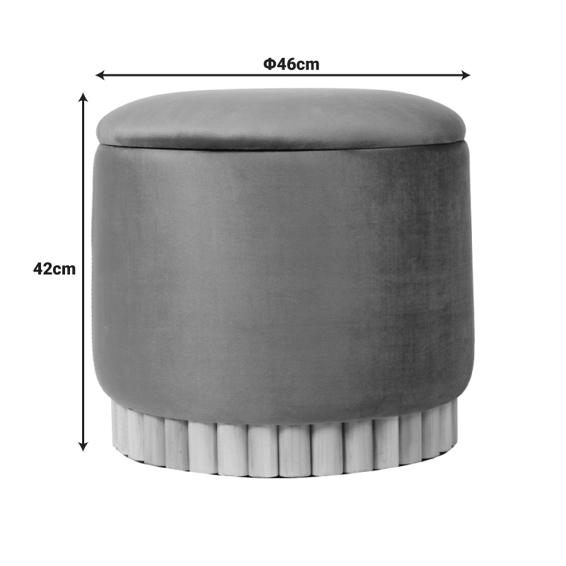 Σκαμπό-μπαούλο Terina pakoworld βελούδο κρεμ Φ46x42εκ