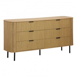 Chest of 6 drawers Scandi pakoworld in natural color 153x46x81cm Chest of 6 drawers Scandi pakoworld in natural color 153x46x81cm
