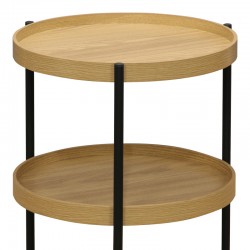 Side table Portogie pakoworld mdf natural- metal black D40x50cm Side table Portogie pakoworld mdf natural- metal black D40x50cm